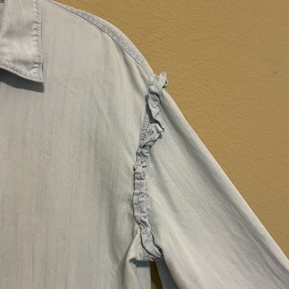 Rails  Willow Light Vintage Chambray Button Up Ruffle Shoulder Women Large Shirt - Picture 5 of 8